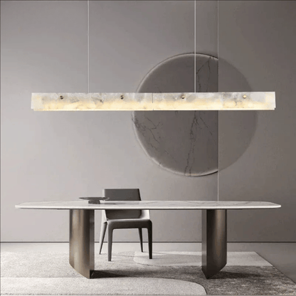 Verthara Premium Minimalist LED Linear Pendant Light with Natural Marble – Perfect Kitchen Island and Dining Room Lighting