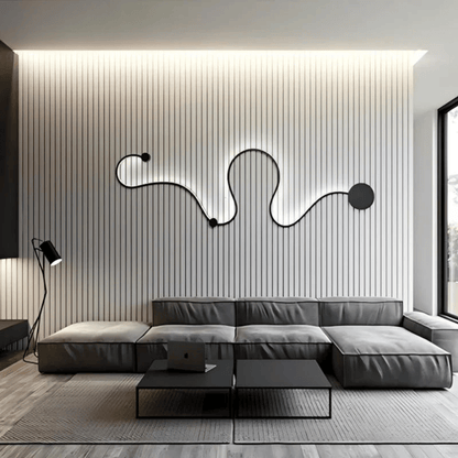 Verthara Premium Minimalist LED Wall Light – Wall-Mounted – Warm White – Modern Design - Black/White - Indoor Use - Background Lighting Dimming with RC / B 65cm white