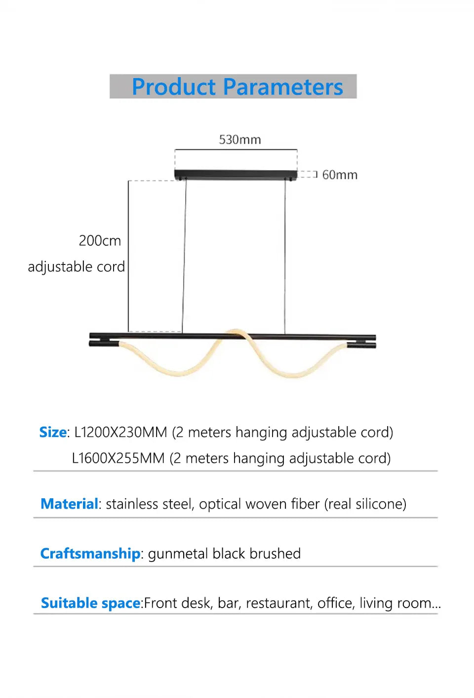 Verthara Premium Minimalist Linear Silicone Pendant Light