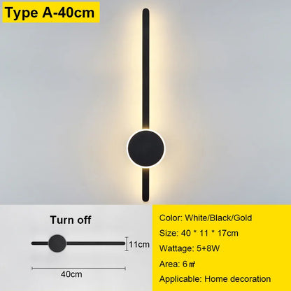 Verthara Premium Minimalist Linear Wall Sconce A style 40cm / Black color