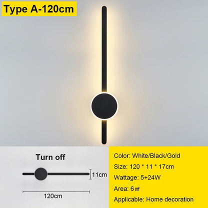 Verthara Premium Minimalist Linear Wall Sconce A style 120cm / Black color