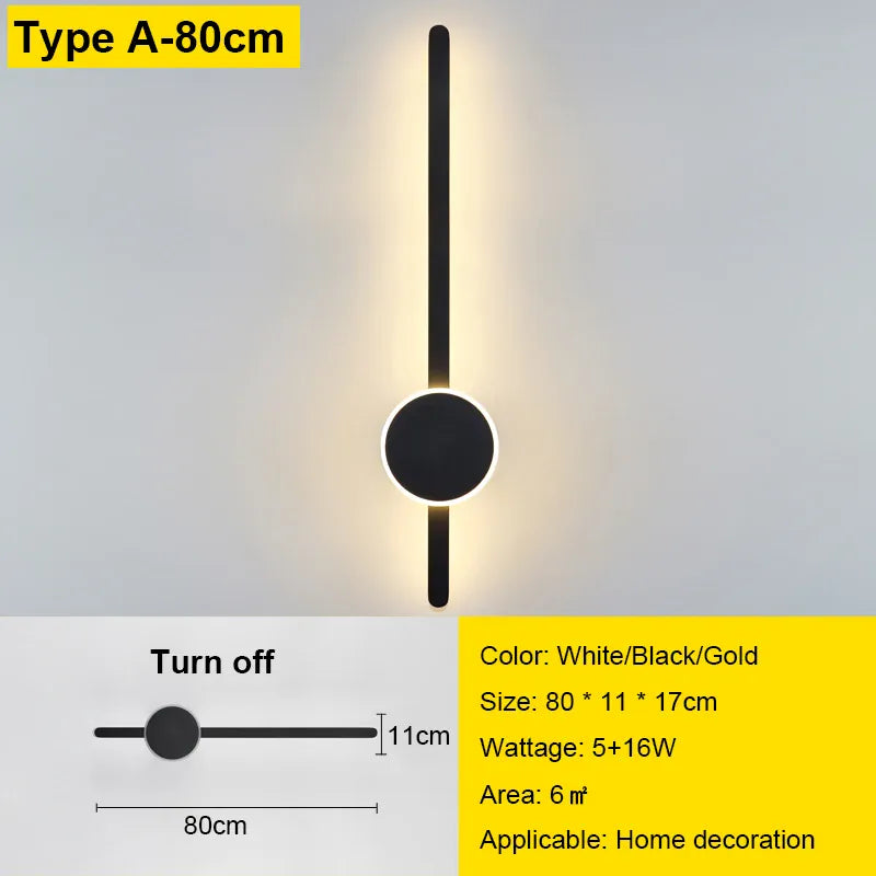 Verthara Premium Minimalist Linear Wall Sconce A style 80cm / Black color