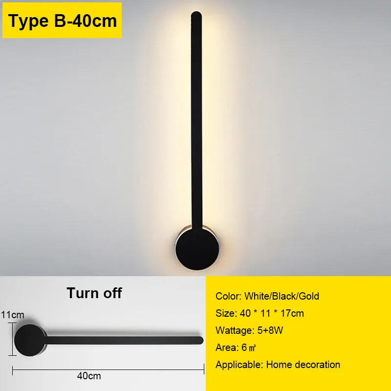 Verthara Premium Minimalist Linear Wall Sconce B style 40cm / Black color