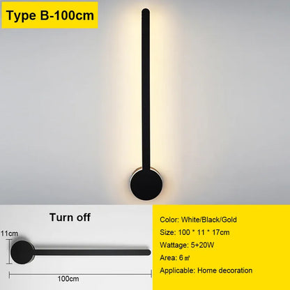 Verthara Premium Minimalist Linear Wall Sconce B style 100cm / Black color