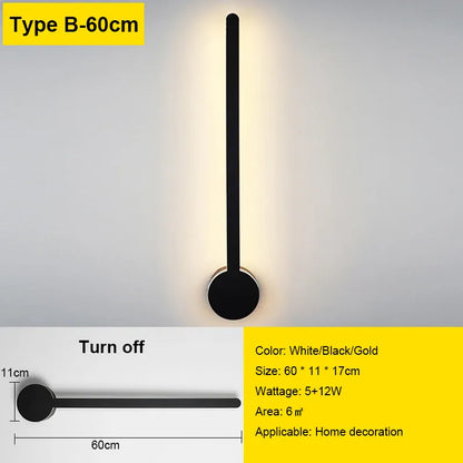 Verthara Premium Minimalist Linear Wall Sconce B style 60cm / Black color