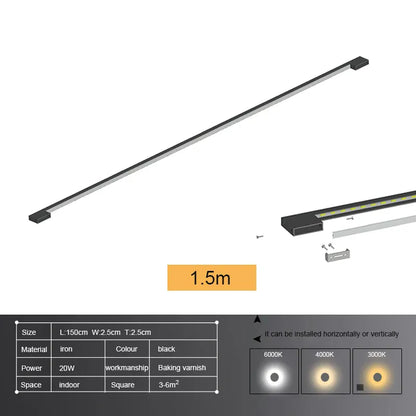 Verthara Premium Minimalist Long LED Wall Light H150cm 20W