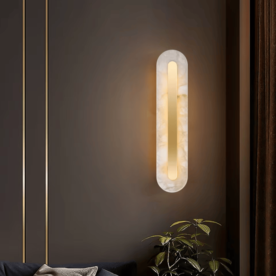 Verthara Premium Minimalist Marble & Copper Wall Sconce