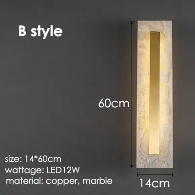 Verthara Premium Minimalist Marble & Copper Wall Sconce B 60cm / cool white