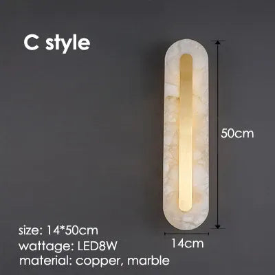 Verthara Premium Minimalist Marble & Copper Wall Sconce C 50cm / cool white