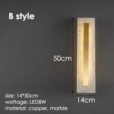 Verthara Premium Minimalist Marble & Copper Wall Sconce