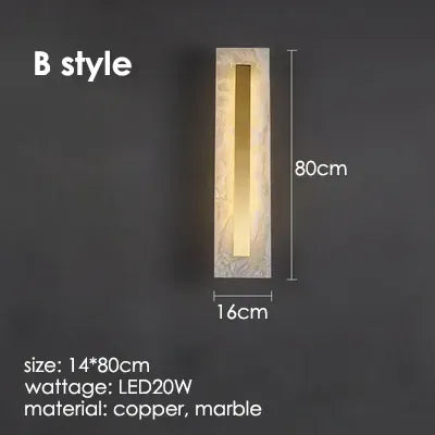 Verthara Premium Minimalist Marble & Copper Wall Sconce