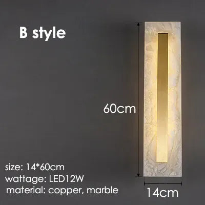 Verthara Premium Minimalist Marble & Copper Wall Sconce