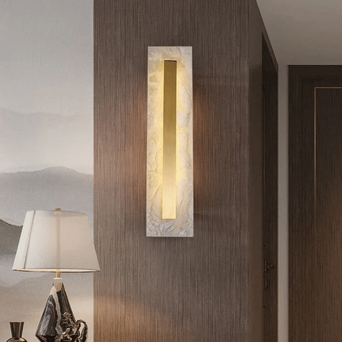 Verthara Premium Minimalist Marble & Copper Wall Sconce
