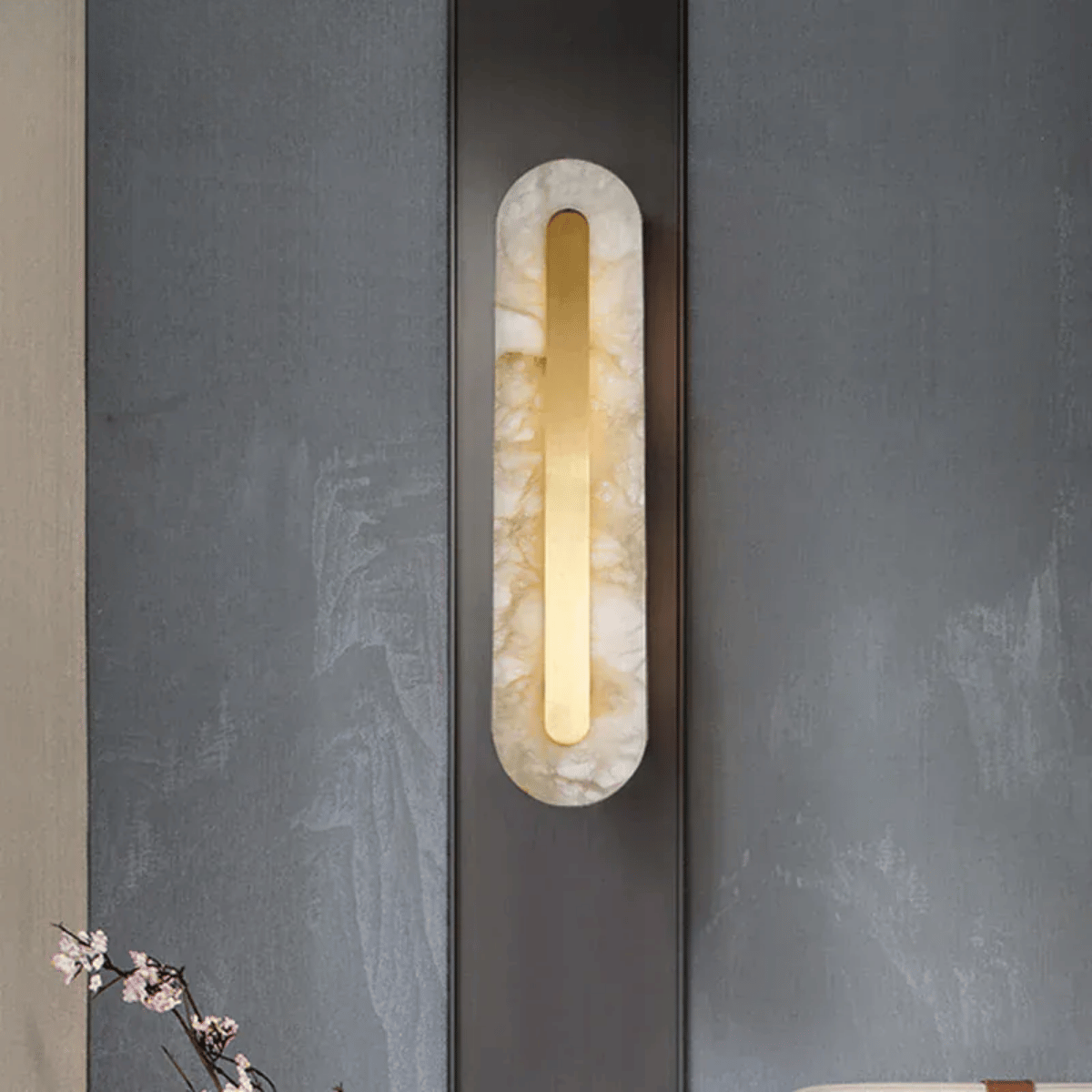 Verthara Premium Minimalist Marble & Copper Wall Sconce