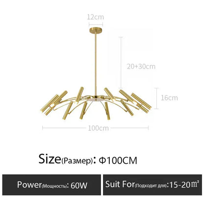 Verthara Premium Minimalist Modern Ceiling Chandelier – Elegant G9 Pendant Light for Dining Room and Living Room Decor gold 12 heads D100cm / Neutral light 4000K