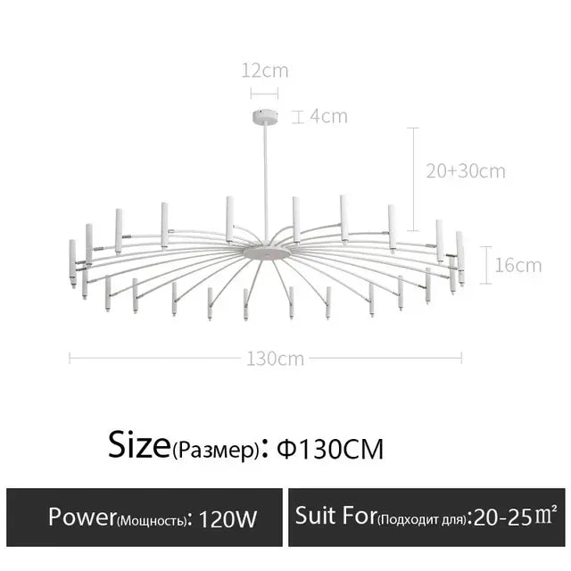 Verthara Premium Minimalist Modern Ceiling Chandelier – Elegant G9 Pendant Light for Dining Room and Living Room Decor white24 heads D130cm / Cool light 6000K