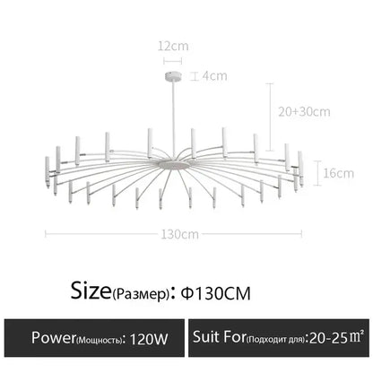 Verthara Premium Minimalist Modern Ceiling Chandelier – Elegant G9 Pendant Light for Dining Room and Living Room Decor white24 heads D130cm / Cool light 6000K