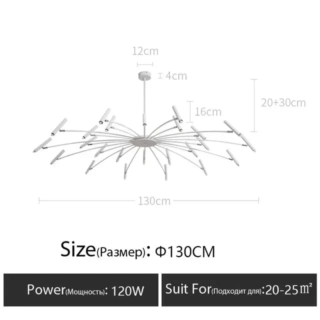 Verthara Premium Minimalist Modern Ceiling Chandelier – Elegant G9 Pendant Light for Dining Room and Living Room Decor white12X12Heads130cm / Neutral light 4000K