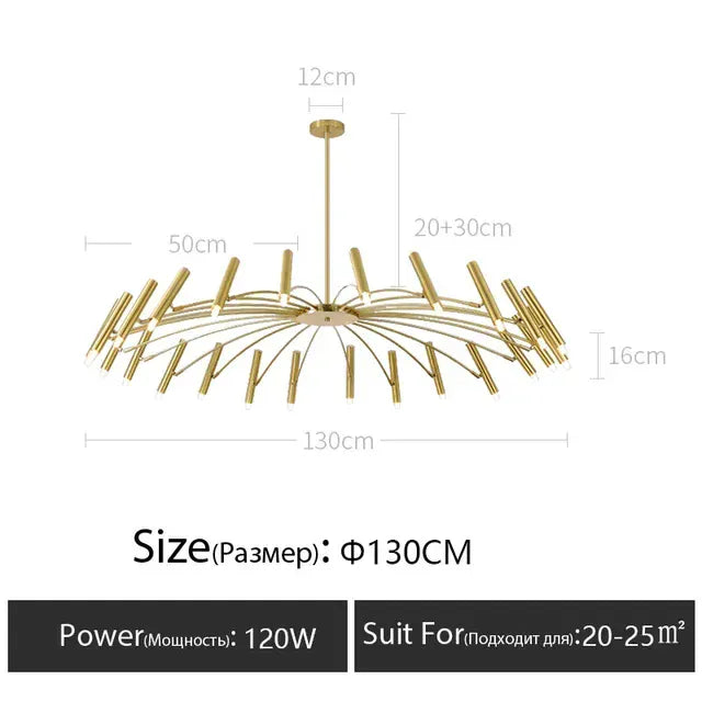 Verthara Premium Minimalist Modern Ceiling Chandelier – Elegant G9 Pendant Light for Dining Room and Living Room Decor gold 24 heads D130cm / Neutral light 4000K