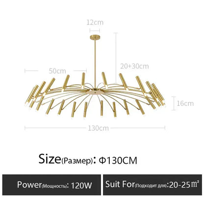 Verthara Premium Minimalist Modern Ceiling Chandelier – Elegant G9 Pendant Light for Dining Room and Living Room Decor gold 24 heads D130cm / Neutral light 4000K