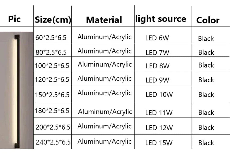 Verthara Premium Minimalist Outdoor Strip Wall Sconce