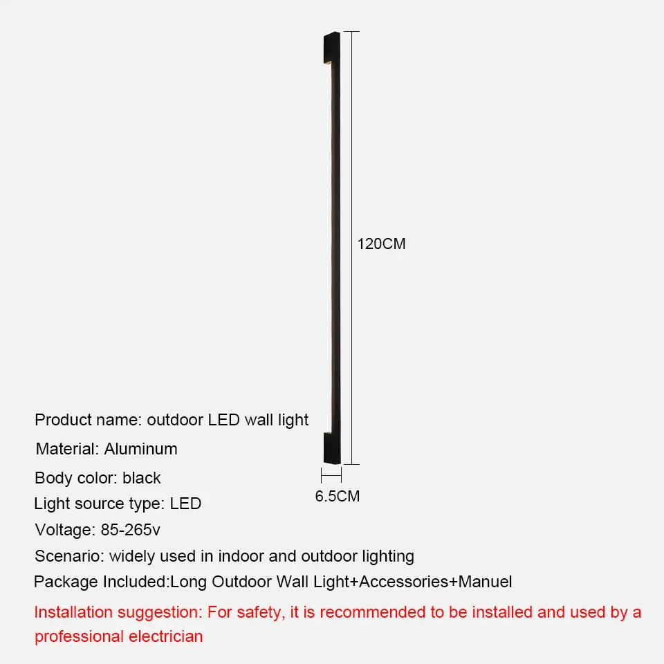 Verthara Premium Minimalist Outdoor Strip Wall Sconce