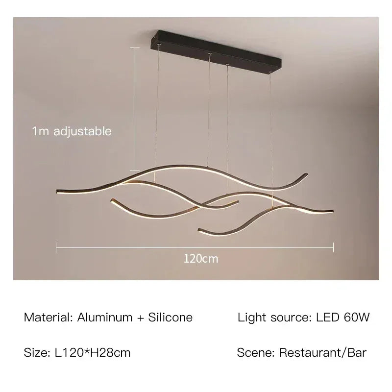 Verthara Premium Minimalist Strip LED Pendant Light Black-120cm-60W