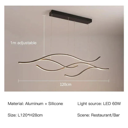 Verthara Premium Minimalist Strip LED Pendant Light Black-120cm-60W