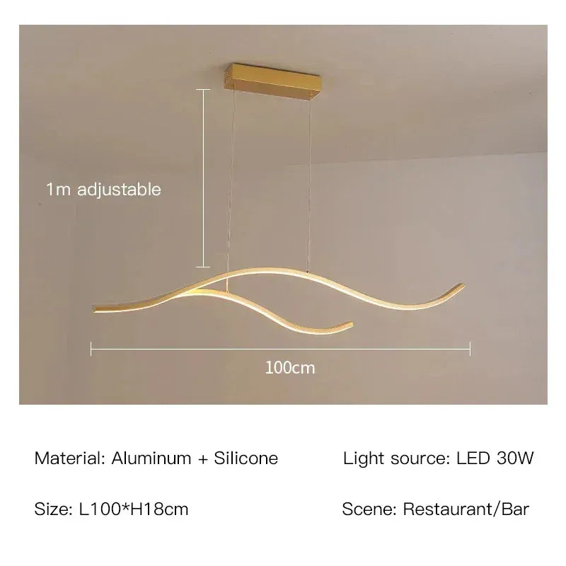 Verthara Premium Minimalist Strip LED Pendant Light Gold-100cm-30W
