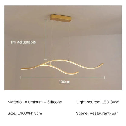Verthara Premium Minimalist Strip LED Pendant Light Gold-100cm-30W