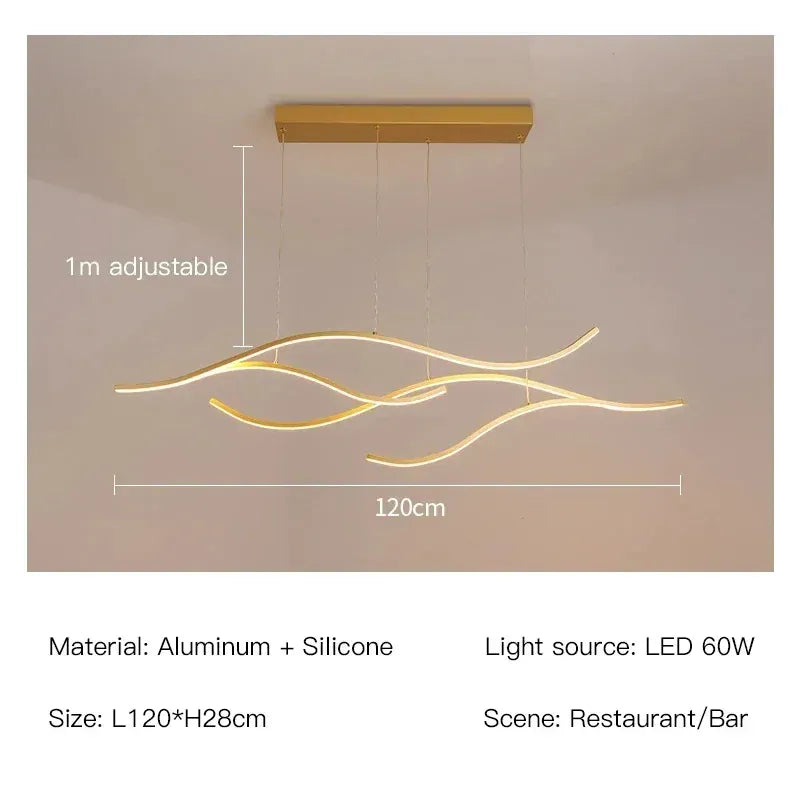 Verthara Premium Minimalist Strip LED Pendant Light Gold-120cm-60W