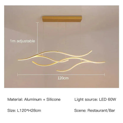 Verthara Premium Minimalist Strip LED Pendant Light Gold-120cm-60W