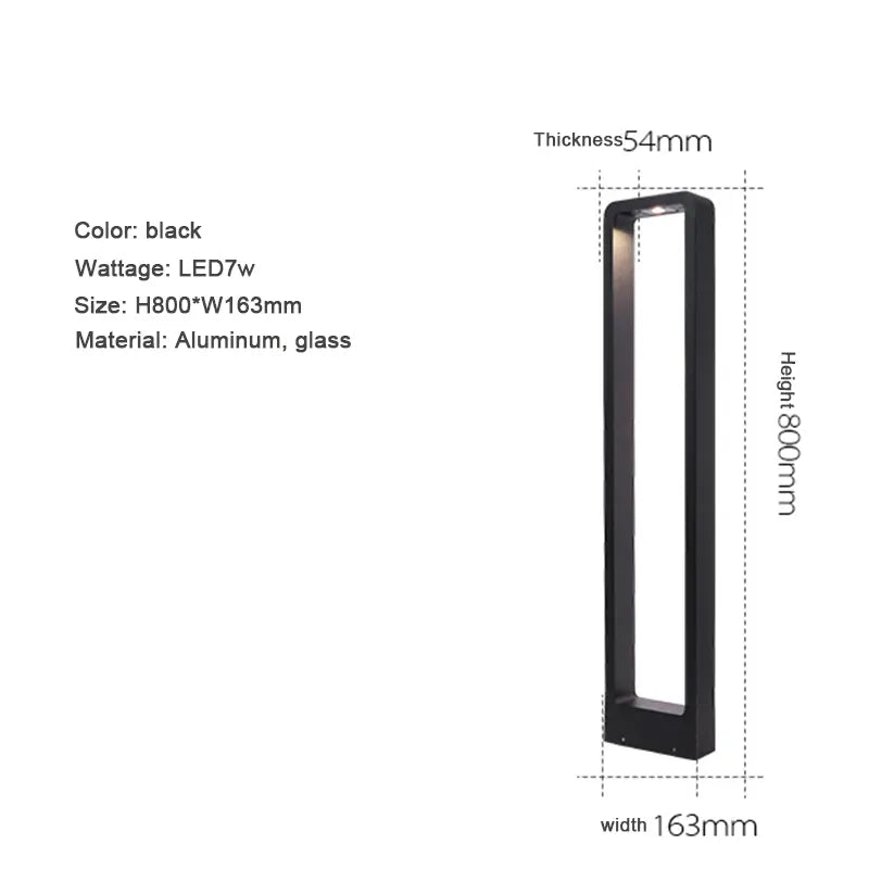 Verthara Premium Modern Aluminium & Glass Outdoor Bollard Light IP65 cold white / 80cm black 7w