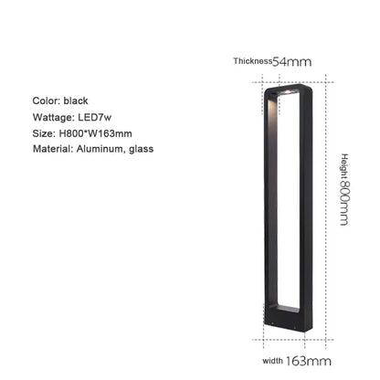 Verthara Premium Modern Aluminium & Glass Outdoor Bollard Light IP65 cold white / 80cm black 7w