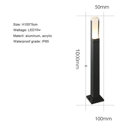 Verthara Premium Modern Aluminium LED Bollard Light IP65 10W black color / 100x5cm 10w / cold white