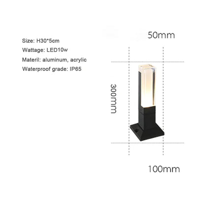 Verthara Premium Modern Aluminium LED Bollard Light IP65 10W black color / 30x5cm 10w / cold white