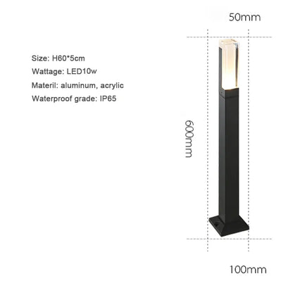Verthara Premium Modern Aluminium LED Bollard Light IP65 10W black color / 60x5cm 10w / cold white