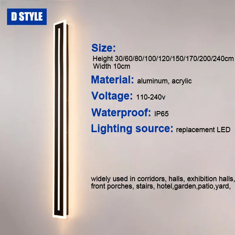 Verthara Premium Modern Aluminium Outdoor Wall Light Dimmable IP65 100x10cm / D / cool white dimming