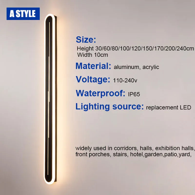 Verthara Premium Modern Aluminium Outdoor Wall Light Dimmable IP65 30x10cm / A / cool white dimming