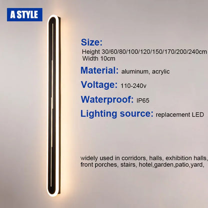 Verthara Premium Modern Aluminium Outdoor Wall Light Dimmable IP65 30x10cm / A / cool white dimming