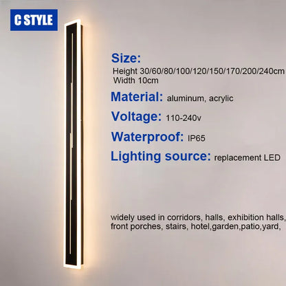 Verthara Premium Modern Aluminium Outdoor Wall Light Dimmable IP65 120x10cm / C / cool white dimming