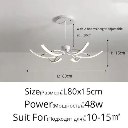 Verthara Premium Modern Black Chandelier with LED Dimmable Octopus Strips Design – Stylish Pendant Light for Living Room and Bedroom White 6 heads / Remote Dimmable