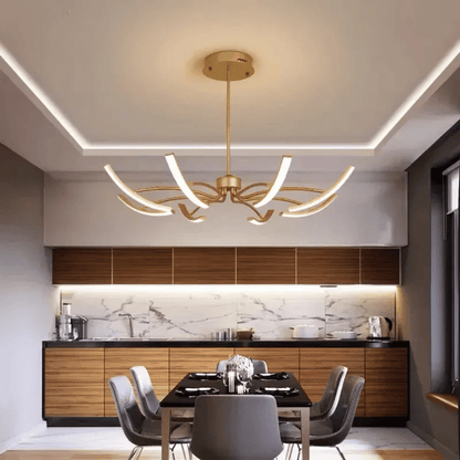 Verthara Premium Modern Black Chandelier with LED Dimmable Octopus Strips Design – Stylish Pendant Light for Living Room and Bedroom