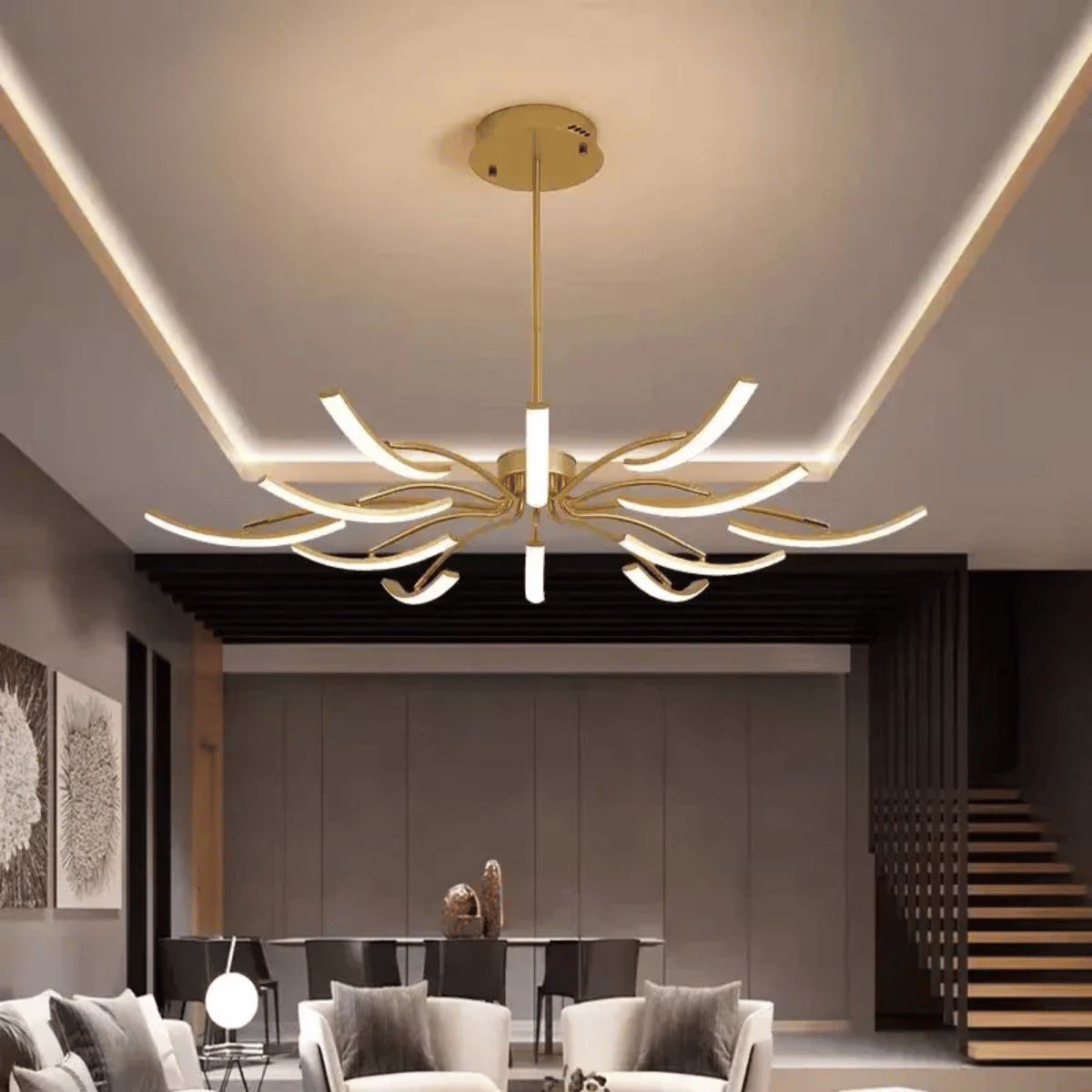 Verthara Premium Modern Black Chandelier with LED Dimmable Octopus Strips Design – Stylish Pendant Light for Living Room and Bedroom
