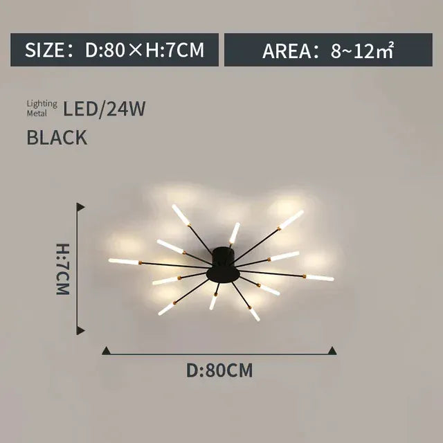 Verthara Premium Modern Flush Mount LED Ceiling Light Fixture – Acrylic Frame - Adjustable Brightness - Indoor Lighting - Suitable For Bedroom - Hall - Living Room black12 / Natural light 4000k