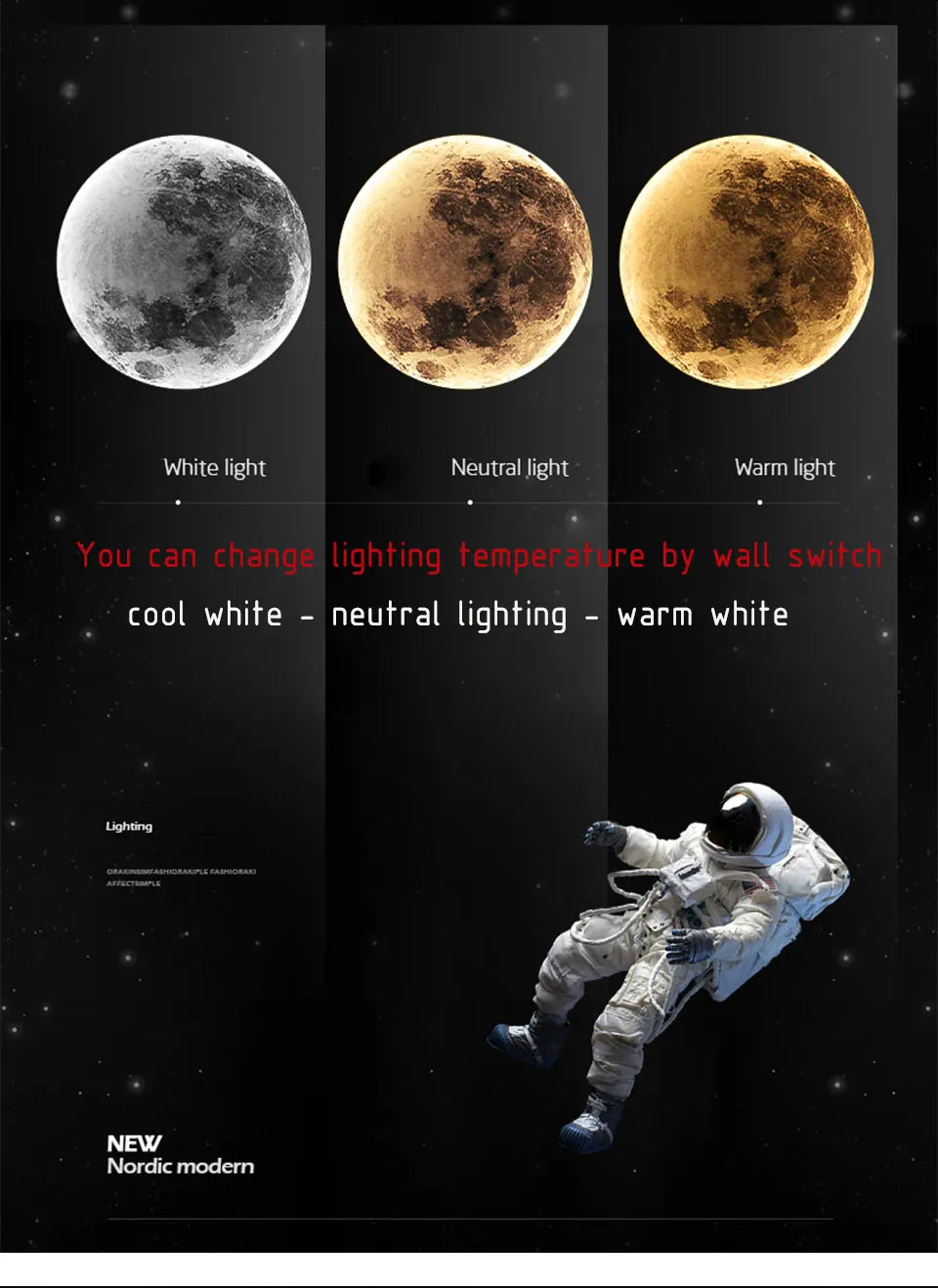Verthara Premium Modern Iron Moon LED Wall Light Dimmable