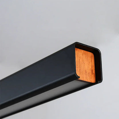 Verthara Premium Modern LED Chandelier - Long Hanging Light - Nordic Style - Aluminium and Wood - Adjustable Length - Ideal For Dining Room and Office