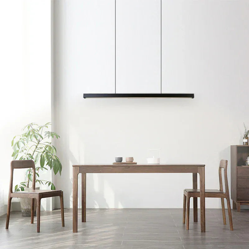 Verthara Premium Modern LED Chandelier - Long Hanging Light - Nordic Style - Aluminium and Wood - Adjustable Length - Ideal For Dining Room and Office