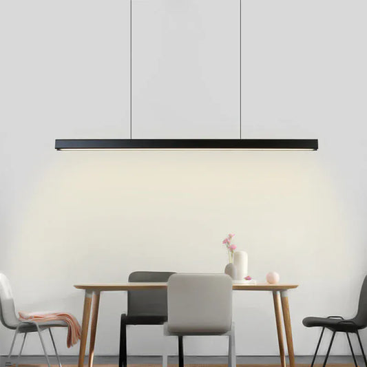Verthara Premium Modern LED Chandelier - Long Hanging Light - Nordic Style - Aluminium and Wood - Adjustable Length - Ideal For Dining Room and Office