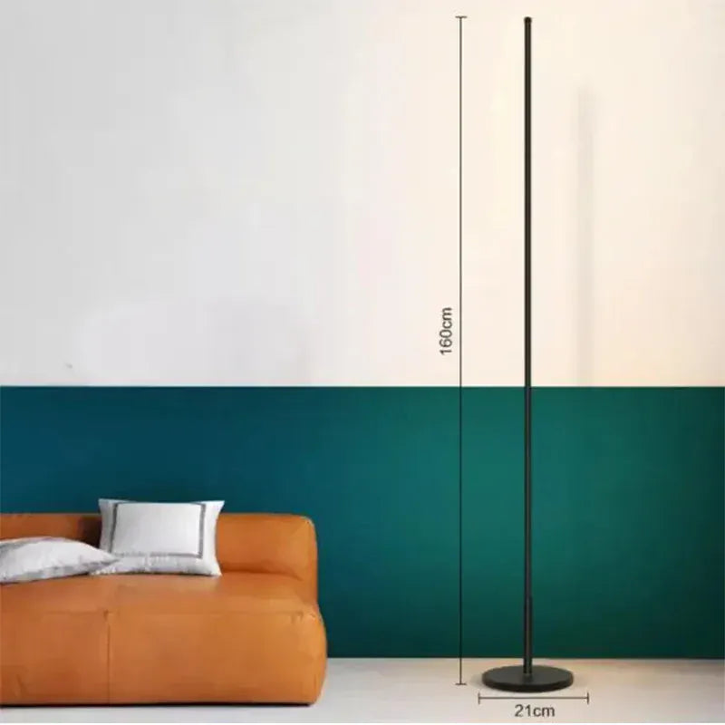Verthara Premium Modern LED Floor Lamp - Standing Design - Adjustable Brightness - Black Aluminium - Minimalist Style - Ideal For Living Room